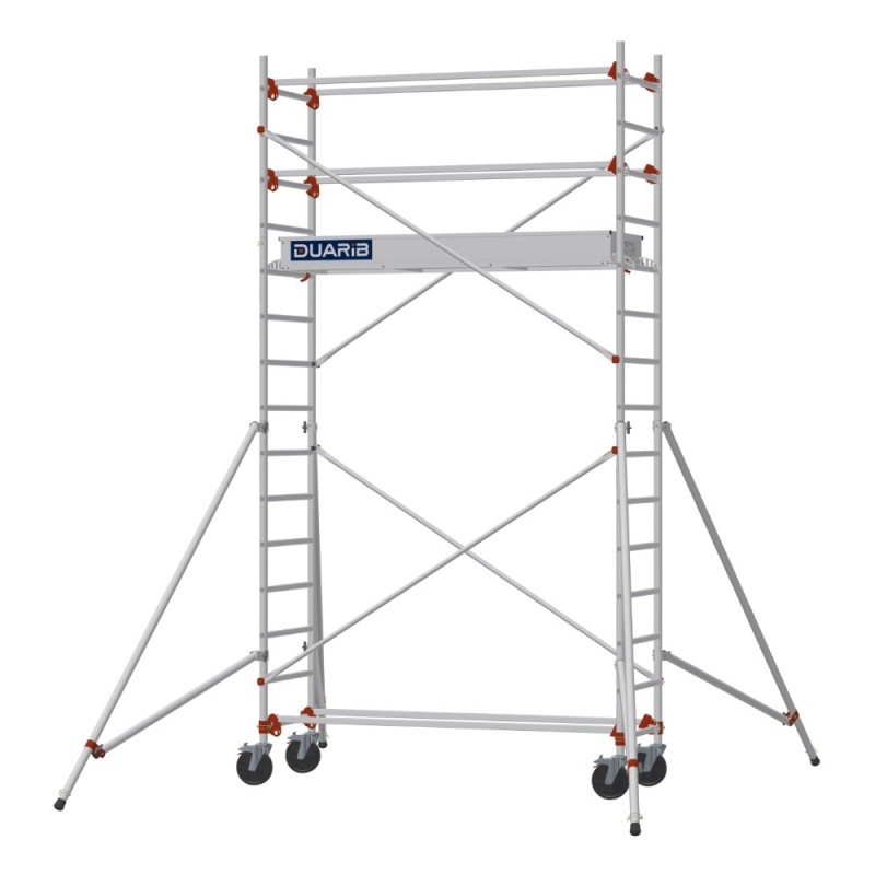échafaudage roulant compact pour couloirs étroits