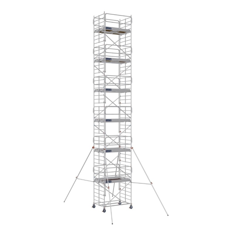 Échafaudage roulant Docker 150 aluminium avec garde-corps lisses